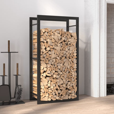 Стойка за дърва за огрев, черен мат, 50x28x94 см, стомана