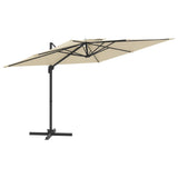 Конзолен чадър с двоен покрив, пясъчнобял, 300x300 см