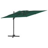 Конзолен чадър с двоен покрив, зелен, 400x300 см
