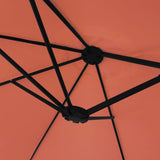 Чадър с двоен покрив и LED светлини, теракота, 449x245 см