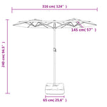 Чадър с двоен покрив и LED светлини, антрацит, 316x240 см