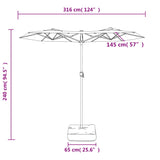 Чадър с двоен покрив и LED светлини, таупе, 316x240 см