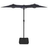 Чадър с двоен покрив и LED светлини, черен, 316x240 см