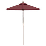Градински чадър с дървен прът, бордо червено, 196x231 см