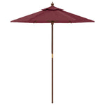 Градински чадър с дървен прът, бордо червено, 196x231 см