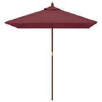 Градински чадър с дървен прът, бордо червено, 198x198x231 см