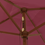 Градински чадър с дървен прът, бордо червено, 198x198x231 см