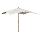 Градински чадър с дървен прът, пясъчен цвят, 300x300x273 см