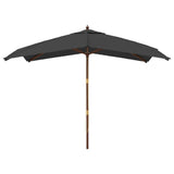 Градински чадър с дървен прът, антрацит, 300x300x273 см