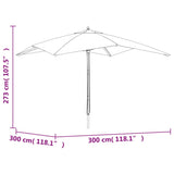 Градински чадър с дървен прът, антрацит, 300x300x273 см