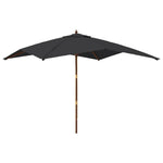 Градински чадър с дървен прът, черен, 300x300x273 см