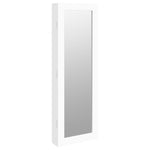 Огледален шкаф за бижута, стенен монтаж, бял, 30x8,5x90 см