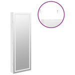Огледален шкаф за бижута с LED осветление, стенен монтаж, бял