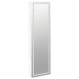 Огледален шкаф за бижута с LED осветление, стенен монтаж, бял