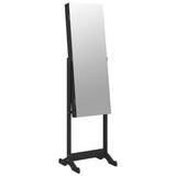 Огледален шкаф за бижута, свободностоящ, черен, 42x38x152 см